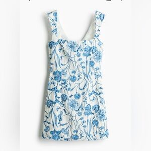 H&M Blue and White Fitted Bustier Tank Dress